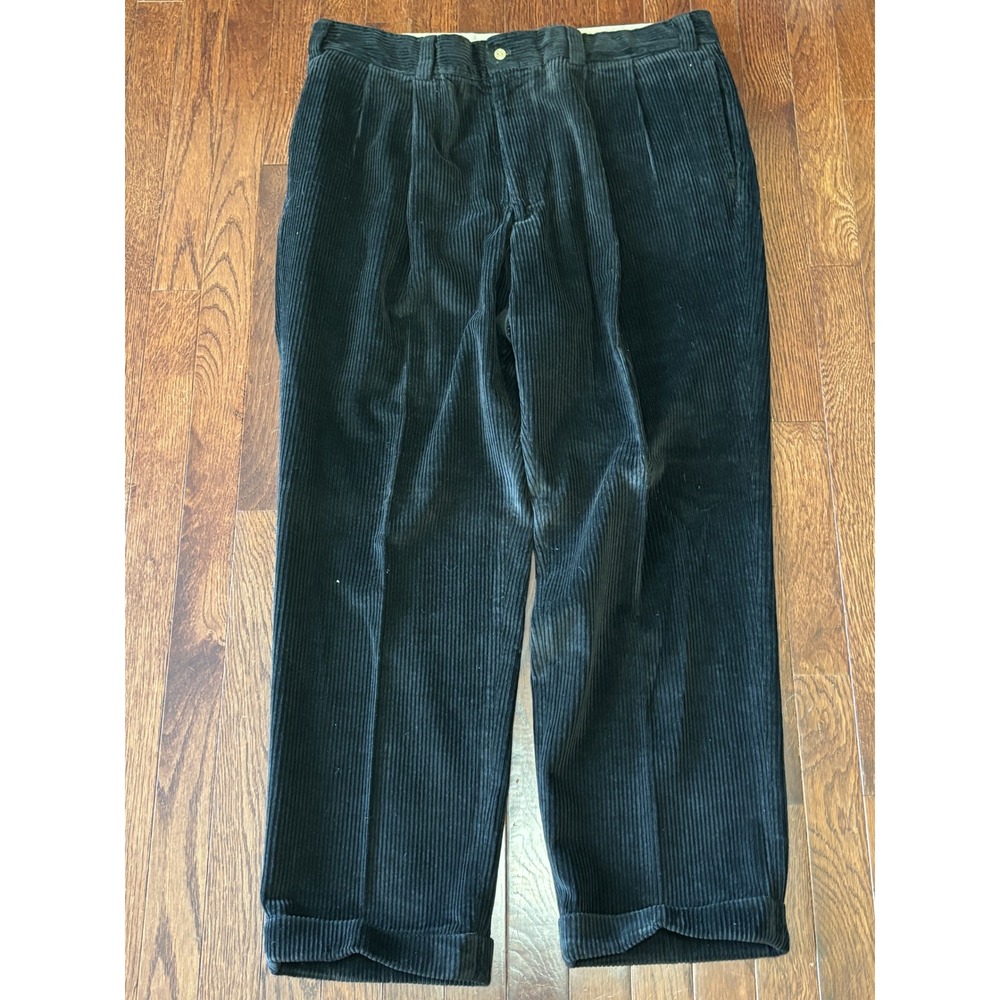 Bills Khakis Mens Black Corduroy Pleated Cuffed Pants Made in USA 40x31